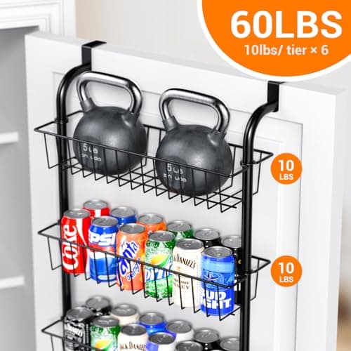 GGIU Over The Door Pantry Organizer Spice Rack: 6-Tier Metal over the Door Organizer - Pantry Organization and Storage - Hanging spice Rack Back Of Door Organizers 5