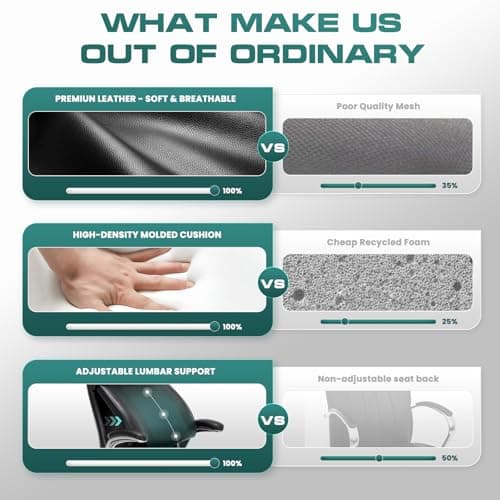 COLAMY High Back Office Chair Big and Tall 300lbs, Ergonomic Desk Armchair with Adjusatble Lumbar Support, Upgraded Casters, Flip-Up Padded Arms, Leather Home Chair with Thick Cushion-Black 9