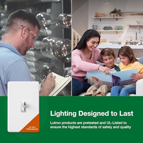 Lutron Ariadni/Toggler LED+ Dimmer Light Switch for Dimmable LED, Halogen and Incandescent Dimmer Switch, 150W, Single-Pole/3-Way, AYCL-153P-WH, White 8
