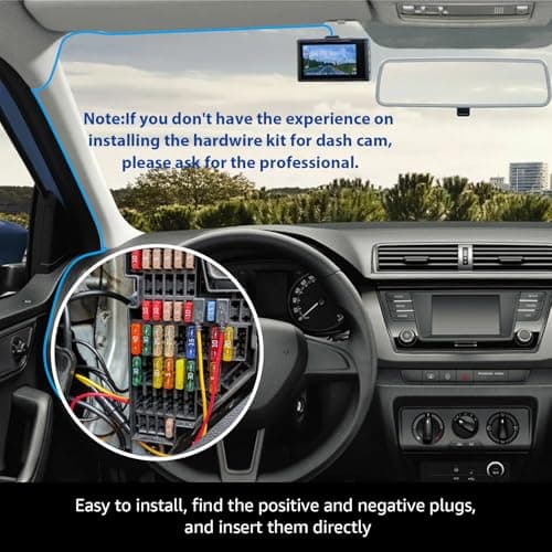 Hodeoo USB C Dash Cam Hardwire Kit with 12V-24V to 5V Car Dash Camera Charger Power Cord 4 Fuse Tap Cable,24 Hours Surveillance Low Voltage Protection 7