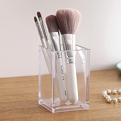 HSYMQ 2 Pack Clear Acrylic Pencil Pen Holder Cup, Makeup Brush Holder Acrylic Desk Accessories 5
