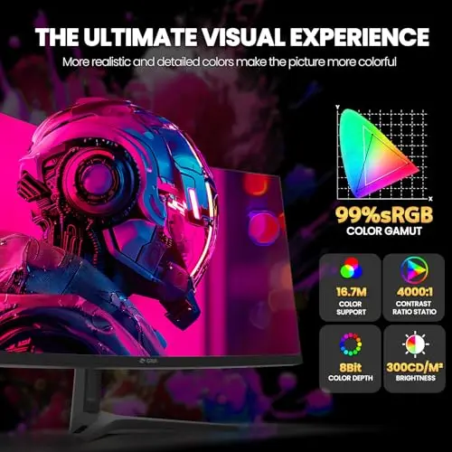 CRUA 34 Inch Ultrawide Gaming Monitor, WQHD 3440X1440P 144Hz/165Hz Curved Monitor, 21:9 1500R 99% sRGB Computer monitor Support AMD Freesync, HDMI 2.1 & Displayport 1.4, Wall Mountable/Tilt Adjustable 7
