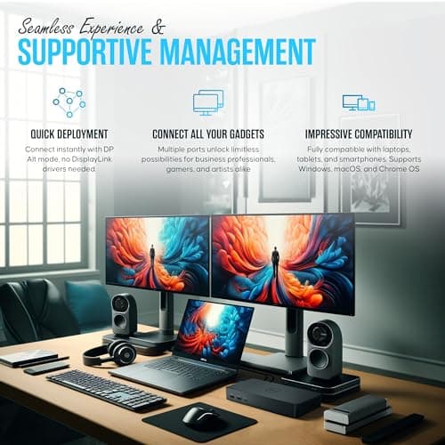 UD22 Dell Universal Docking Station USB-C/USB-A Supports Dual/Triple & 4 Monitors – Dock with 130W, HDMI, DisplayPort Cables & Cleaning Cloth – 4K Display Support 5