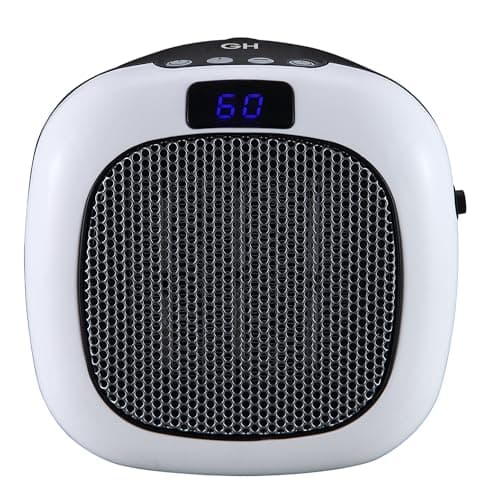 Good Housekeeping Wall-Mount Indoor Mini Space Heater w/ Thermostat & Remote, 750W, White