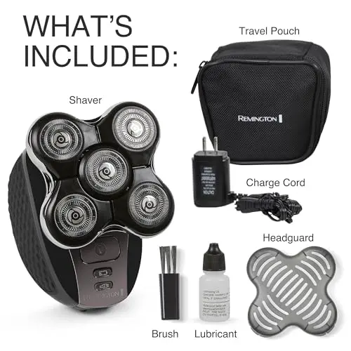 Remington XR7000 Balder Pro Rotary Shaver Rechargeable Waterproof Electric Razor for Men Cordless Lithium Power 5 Dual Track Flexing Heads and Pop-Up Trimmer Black 5