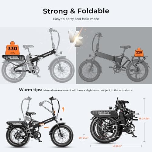 Heybike Ranger 2.0 Electric Bike for Adults, Peak 1500W Motor Ebike, 20'' Fat Tire Step-Thru E Bike with 600Wh Removable Battery, Up to 28MPH & 60 Miles, All-Terrain Foldable Electric Bicycles 6