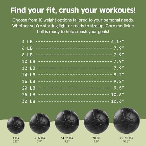Retrospec Core Weighted Medicine Ball 4, 6, 8, 10, 12, 14, 16, 20, 25, 30 lbs, Soft Touch Vegan Leather with Sturdy Grip for Strength Training, Recovery, Balance Exercises and Other Full-Body Workouts 5