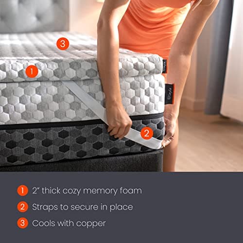 Layla Memory Foam Topper Cool, Plush, and Supportive. Just Like a Memory Foam Topper Should be. 2”-Thick Copper-Gel Infused Memory Foam Mattress pad (Original, Queen) 5