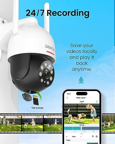 DEKCO 2K WiFi Surveillance Security Camera Outdoor/Home/Dome, Pan-Tilt 360° View, 3MP, Motion Detection and Siren, 2-Way Audio,Full Color Night Vision, Waterproof 8