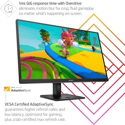 HP OMEN 27q 27 inch QHD Gaming Monitor 165Hz IPS 1ms AMD Freesync Premium Console Compatible DisplayPort Dual HDMI VESA Mountable for Laptop Computer PS5 Xbox Desk Setup, Black (Renewed) 3