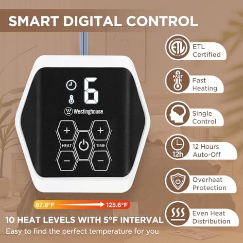 Westinghouse Heated Blanket Twin Size, Soft Flannel to Sherpa Electric Blanket with 10 Heating Levels, 12 Hours Auto Off, Fast Heating, Machine Washable, 62x84 Inch, Charcoal 6