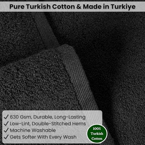 SALBAKOS Luxury 100% Turkish Cotton Bath Sheets 40x80 in Oversized Extra Large Bath Towels | Premium Hotel Quality Thick Soft Absorbent Turkish Towel for Spa Beach (Pack of 1, Black, Jumbo Bath Sheet) 5