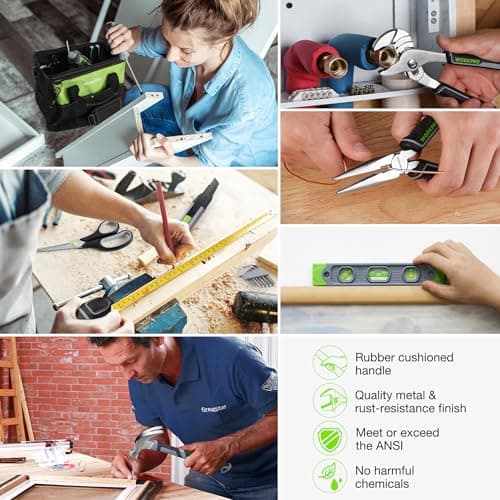 WORKPRO Home Tool Set with 20V Cordless Lithium-Ion Drill Driver, Household Repairing Tool Kit with Drill, 157PCS Power Drill Sets, 14-Inch Wide Mouth Storage Tool Bag, Green 6