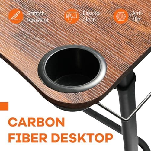 HOMELYM Treadmill Desk, Small Standing Desk for Walking Pad, 30-47 Inch Adjustable Height Walking Pad Stand for Treadmill, Portable Standing Table for Bike and Home Office Work - Brown 6