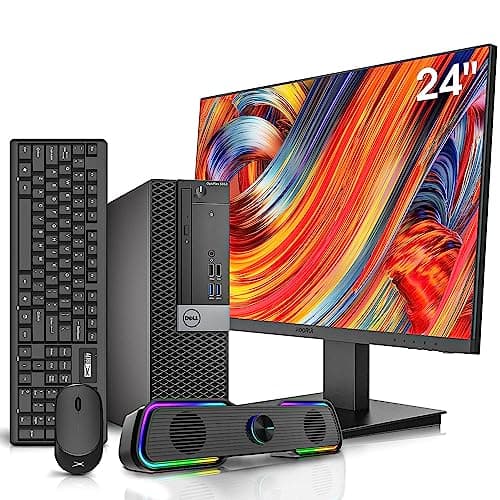 Dell OptiPlex 5050 Desktop Computers with 24" Monitor PC Bundle,Intel i7-6700 3.4GHz,32GB DDR4 Ram New 512GB M.2 NVMe SSD,Intel AX200 Built-in WiFi 6,Bluetooth 5.2,HDMI,Windows 11 Pro (Renewed)