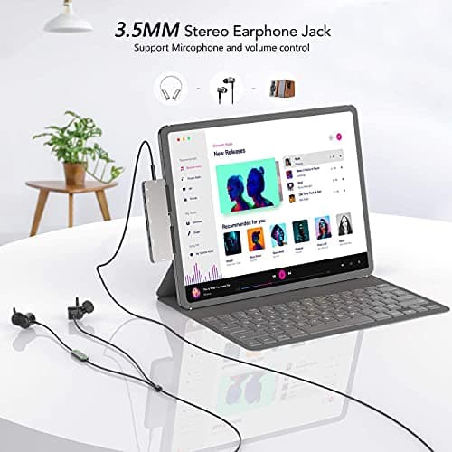 iPad Pro USB C Hub, 7-in-1 Adapter for iPad Pro M4 M2 M1 13 12.9 11 inch iPad Air 5 4 Docking Station with 4K HDMI, USB-C PD, SD/TF Card Reader, USB 3.0, 3.5mm Headphone Jack, iPad mini 6 Accessories 7