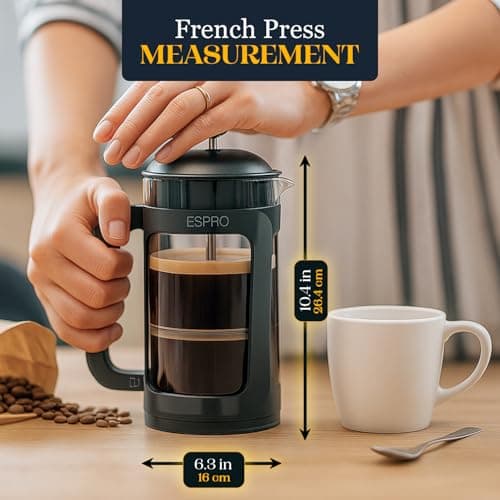 ESPRO P3 French Press Coffee Maker – Patented Double Micro-Filter for Grit-Free Brew, Heat Resistant thicker Borosilicate Glass Coffee press – (32 oz) 2