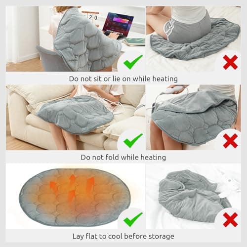 Drewin Weighted Heating Pad for Relax and Calm, Velvet-Soft 7 lbs Electric Lap Blanket for Neck Shoulders Back, Washable Warm Weighted Lap Blanket with 4 Heating Levels, 24" x 29", Grey 6