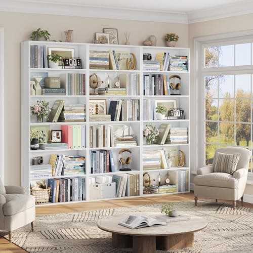 FOTOSOK 6-Tier Open Bookcase and Bookshelf, Freestanding Display Storage Shelves Tall Bookcase for Bedroom, Living Room and Office, White 6
