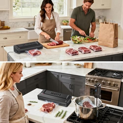 Bonsenkitchen Vacuum Sealer Machine | Compact Food Sealer for Kitchen Storage & Meal Prep | Multiple Modes​​ | External Vacuum System | 5 Bags, Black 8