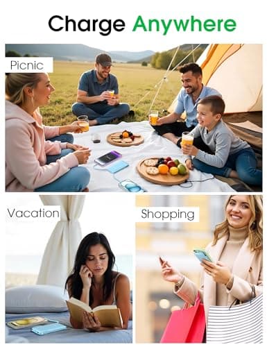 TG90° 10000mAh Power Bank with Built-in AC Wall Plug and Cables, Ultra Slim Phone External Battery Pack Portable Charger Compatible with iPhone and Android Devices 9