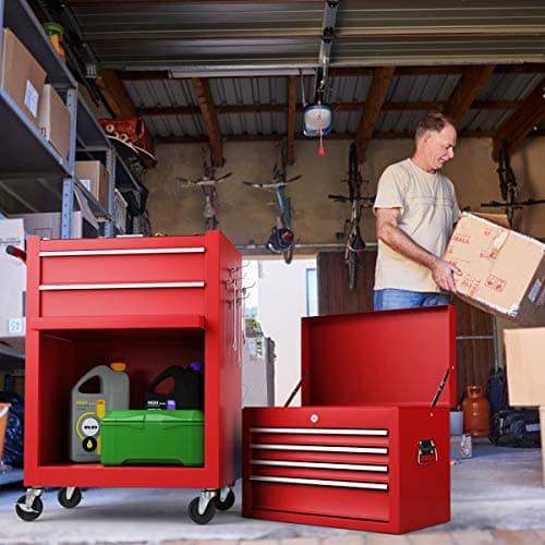 Goplus Tool Chest, 6 Drawers Rolling Tool Cabinet with Detachable Top Toolbox, Universal Lockable Wheels, Protective Liner, Auto Lock, Metal Tool Storage Cart, Tool Box for Garage Workshop 9