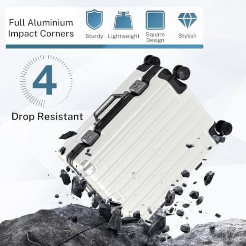Krute Carry On Luggage 20 inch Aluminum Frame Luggage with Spinner Wheels Hardshell No Zipper PC+ABS TSA Lock Zipperless Suitcases 9