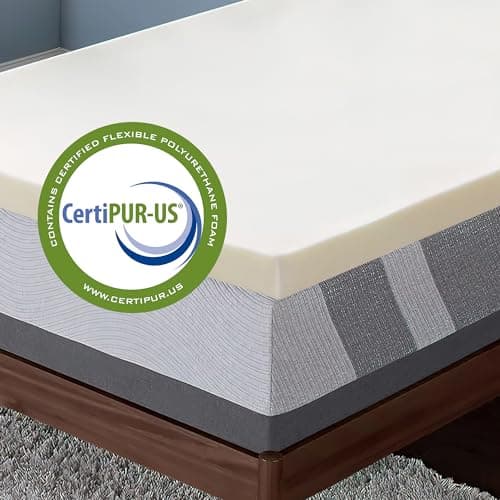 Greaton, 4-Inch Convoluted High Density Foam Mattress Topper, CertiPUR-US Certified for Superior Comfort and Support, Full 6