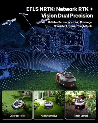 Segway Navimow i206 AWD Robot Lawn Mower, Wire-Free Robotic Mower, All-Wheel Drive for 45% Slopes, 2–3.6 in Adjustable Cutting Height, NRTK + Vision, Auto Mapping, 2.55Ah Battery, Covers 0.15 Acre 6