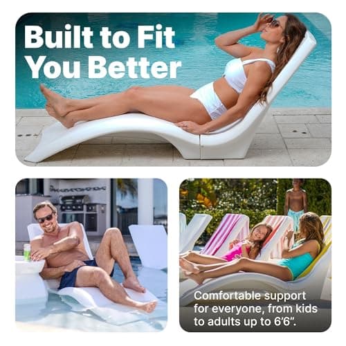 Step2 Vero Pool Lounger, Fade-Resistant, Waterproof Patio Furniture, Pool Lounge Chair for Sun Shelf, Use in Pools with Shelves Up to 12-Inches Deep or Outside Pool Deck, Weighted, White 6