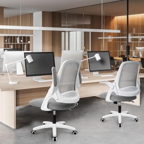 NEO CHAIR Office Desk Computer Gaming Ergonomic Chair with Lumbar Back Support Adjustable Height Swivel Wheels Flip-up Arms Mesh Chair for Home or Office (Grey) 7