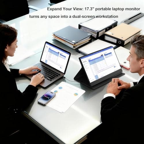 StarXnDa 17.3''Portable Laptop Monitor,2.5K (2560 * 1440p) 144hz IPS HDR Gaming,HDMI USB-C Ports Magnetic Case & VESA Portable Monitor for Laptop PC Mac Switch PS5 Xbox 4