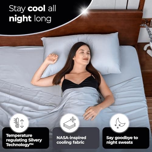 Silver Infused Satin Pillowcases Set – 2 Pack Silky Soft Cooling Pillow Cases with Self-Cleaning Silvery Technology™ for Hygienic Sleep – Better Than Silk for Hair and Skin, Size Queen 20x30” 5