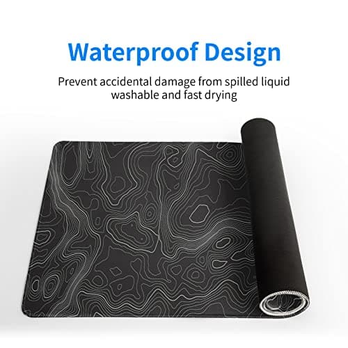 Topographic Contour Extended Big Mouse Pad Large,Gaming Mouse Pad Desk Pad,27.6x11.8 Inch Long Computer Keyboard Mouse Mat Mousepad with 3mm Non-Slip Base and Stitched Edge for Gaming and Office 5