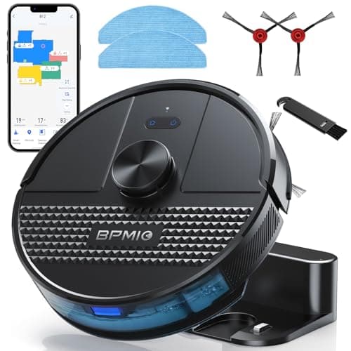 BPMIO Robot Vacuum and Mop Combo 4500Pa Max Suction with LiDAR Navigation Smart Mapping, 145 Min Runtime Customized Cleaning Schedule, Works with Alexa/WiFi/App, Great for Pet Hair, Carpet, Hard Floor