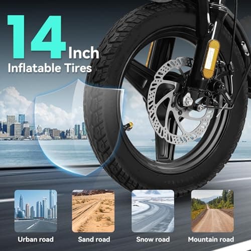 Electric Bike for Adults Teens, Folding Ebike,Commuter City Foldable E Bike with 560W Motor and 48V 10Ah Battery, 21.6MPH Speed Pedals Assist, Dual Disc Brakes,14" Compact Electric Bicycle with Basket 5