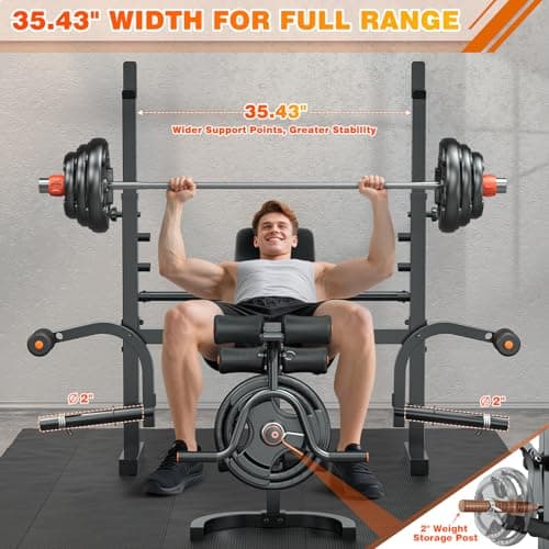 XDDIAS Bench Press, 6 IN 1 Olympic Weight Bench With Leg Extension, Curl and Squat Rack, 770LBS Multi Weight Benches for Home Gym, Workout Bench Flat Incline Lifting Bench for Strength Training 5