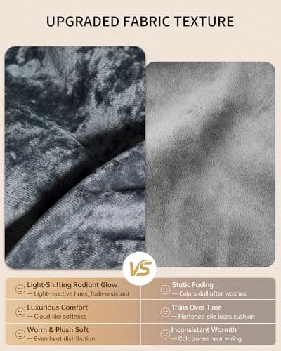 GarveeHome Heated Blanket King Size, King Size Electric Blanket with Dual Controls, Velvet Soft Fast Heating Blankets, 4 Heat Settings & 10H Auto Off, Machine Washable, ETL Certified, 90" × 100" Grey 7