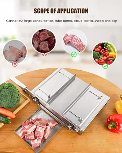 CGOLDENWALL 2 BLADES Manual Ribs Meat Chopper Slicer Stainless Steel Hard Bone Cutter Beef Mutton Household Vegetable Food Slicer Slicing Machine for Whole Chicken Rib Spine 6