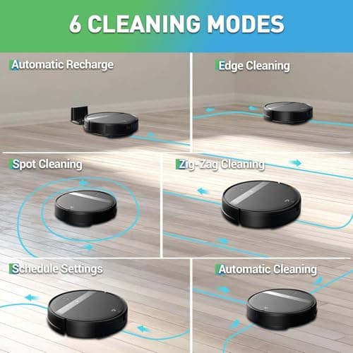 Robot Vacuum and Mop Combo,2 in 1 Mopping Robot Vacuum Cleaner,Wi-Fi/App/Remote,Powerful Suction, Dustbin and Watertank, Self-Charging,Ideal for Pet Hair,Hard Floors and Low Pile Carpet,Dark Black 6