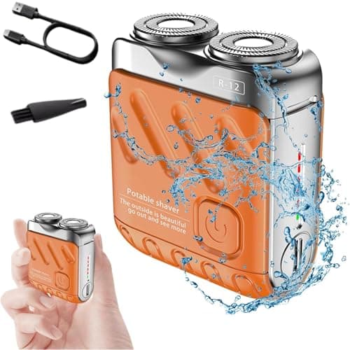 R-12 Luggage Electric Shaver,Beard Shaver Mini and Portable Suitcase Design,Portable Electric Shavers,USB Rechargeable One-Button Long Lasting for Home Travel (Orange)