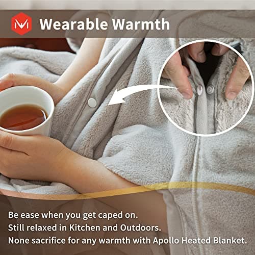 Generic Maxwelf Apollo Heated Blanket, Portable Blanket. 63x47 Angora Yarn Fleece, Cape & Pillow Blanket, Electric Blankets for Bed, Machine Washable, UL Certified - Grey (ZYHW40-01-00-USSU014) 7