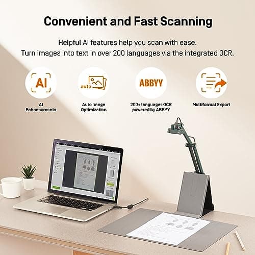 IPEVO V4K-S Document Scanner with AI and OCR for Scanning and Digitization of Books, Business Cards, IDs or Teaching Materials, Book Scanner, Document Camera, Pad and Multilingual OCR Software 5