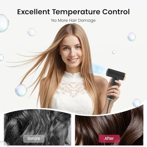 COSHARE Travel Hair Dryer, 110000 RPM High-Speed Brushless Motor, 200g Compact Travel Blow Dryer for Fast Drying, Smart Thermo-Control, Lightweight, Low Noise, Gunmetal 5