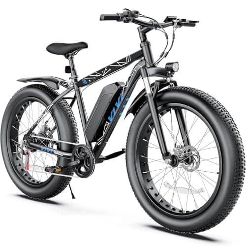 Vivi Electric Bike 26" x 4.0 Fat Tire Electric Bicycle, 1000W Motor Peak Electric Mountain Bike, 25MPH Ebikes for Adults with 48V 13AH Removable Lithium-Ion Battery, Up to 60 Miles (F26F Black)