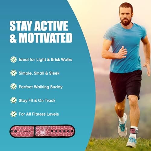 SimplyWalk Adjustable Ankle Band for Fitness Pedometer, Soft Wear Ankle Band with Transparent Pouch for Step Counter and Smart Watch (Pedometer Not Included) (Pink) 6