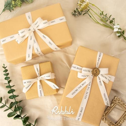 Ribbli Cotton Ribbon Natural Twill Tape Cotton with Black You’re The Best Printed Farmhouse Ribbon Use for Gift Wrapping Baking Crafts Home Decor-5/8 Inch x 10 Yard 5