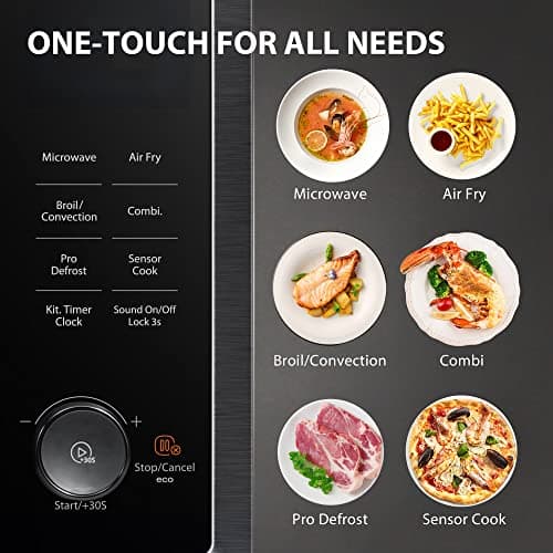 TOSHIBA Countertop Microwave Oven Air Fryer Combo, Inverter, Convection, Broil, Speedy Combi, Even Defrost, Humidity Sensor, Mute Function, 27 Auto Menu&47 Recipes, 1.0 cu.ft/30QT, 1000W 8