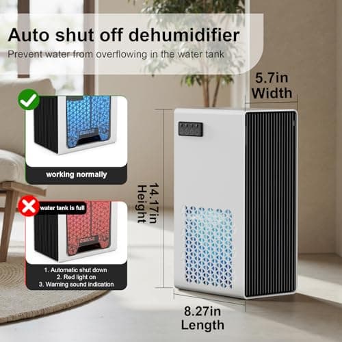 FancyBark Dehumidifiers for Home, 99oz Water Tank Dehumidifier for Bedroom Basement Bathroom RV with Auto Shut Off, Drain Hose, Sleep Mode, (White) 5