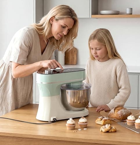 Bonnor Stand Mixer, 6QT Electric Kitchen Mixer for Baking Cakes & Dough, LED Smart Touchscreen, 11-Speed Tilt-Head & Timer, 4 Presets, Mixer with Bowl, Dough Hook/Whisk/Beater, Green 10